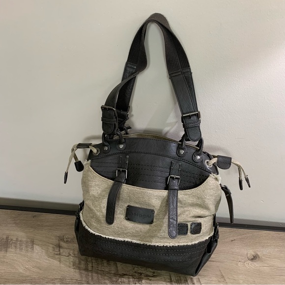 SHERPANI Beige CANVAS Brown ECO-Leather LAUREL Shoulder BAG Tote NATURAL Purse - Picture 2 of 10